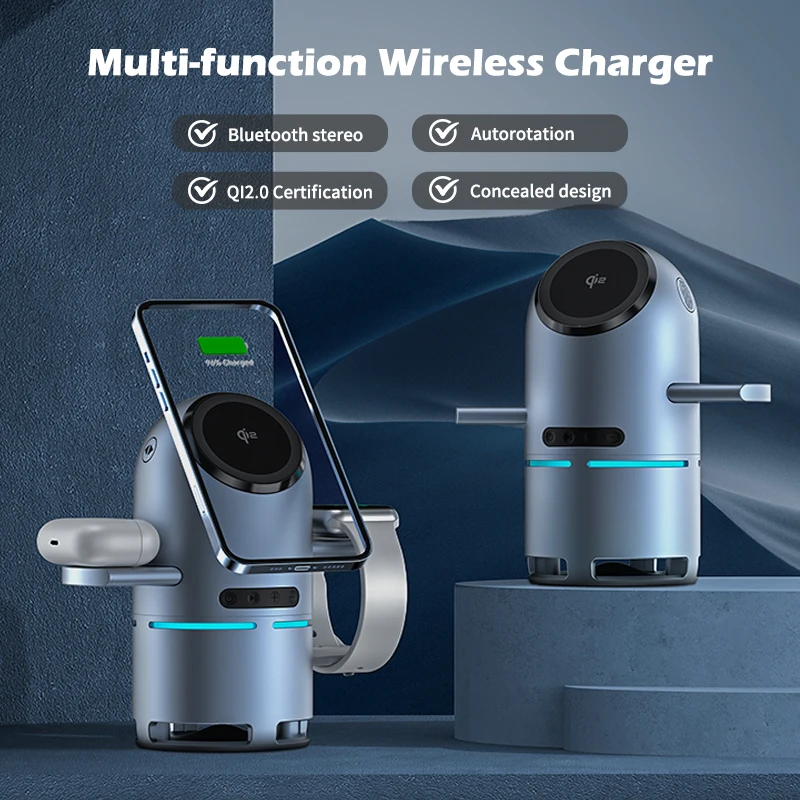 SIGOR Bluetooth Speaker Wireless Charger 3-in-1 Qi 2.0 Fast Charging