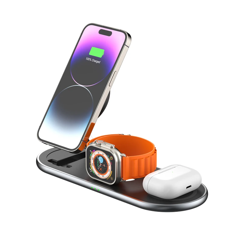 SIGOR 3 in 1 Magnetic Wireless Charging Holder 15W Fast Wireless Charger Stand