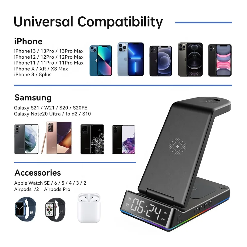 SIGOR 15W 3 in 1 Wireless Fast Charger Charging Folding Wireless Charger