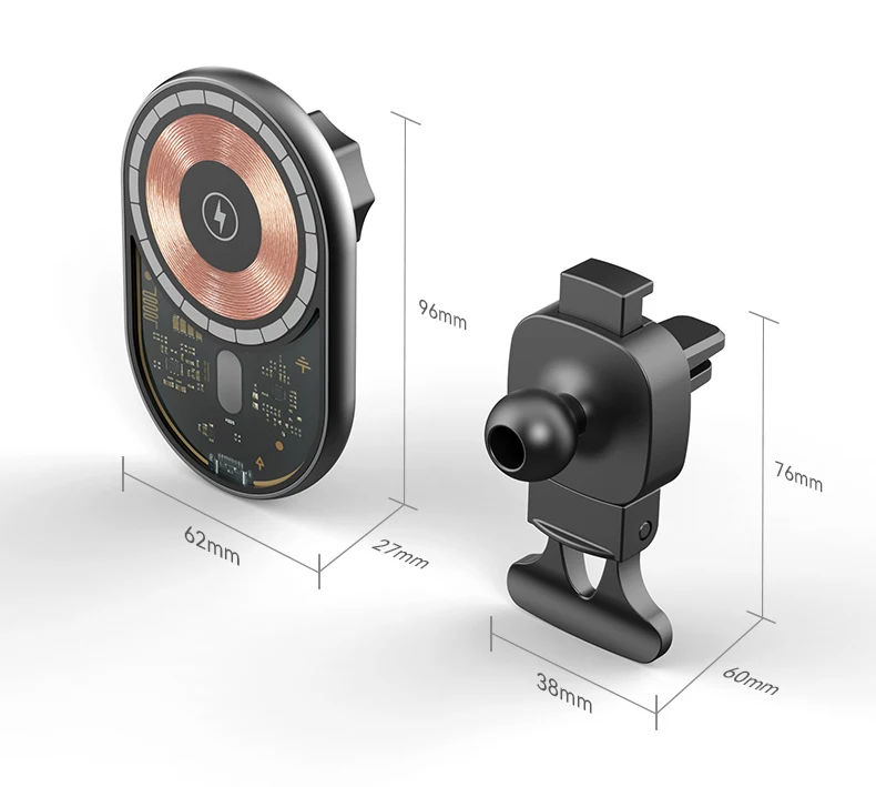 SIGOR 15W Transparent Wireless Car Charger Dashboard Mounting Type Magnet
