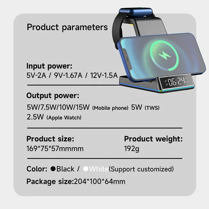 SIGOR 15W 3 in 1 Wireless Fast Charger Charging Folding Wireless Charger
