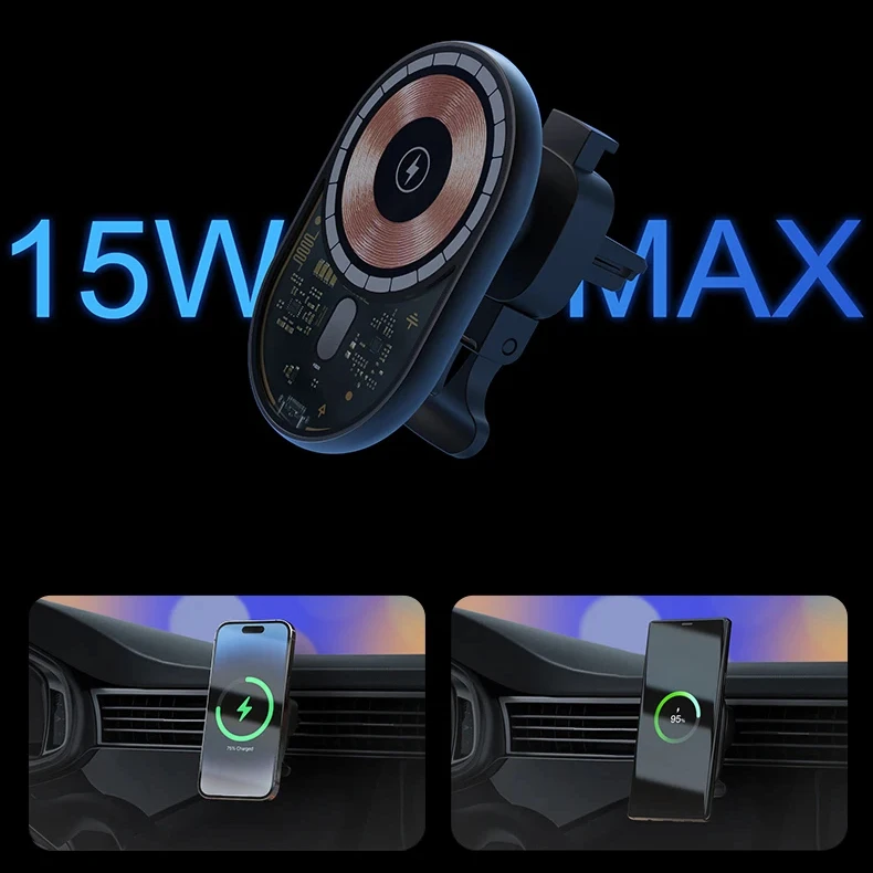 SIGOR 15W Transparent Wireless Car Charger Dashboard Mounting Type Magnet