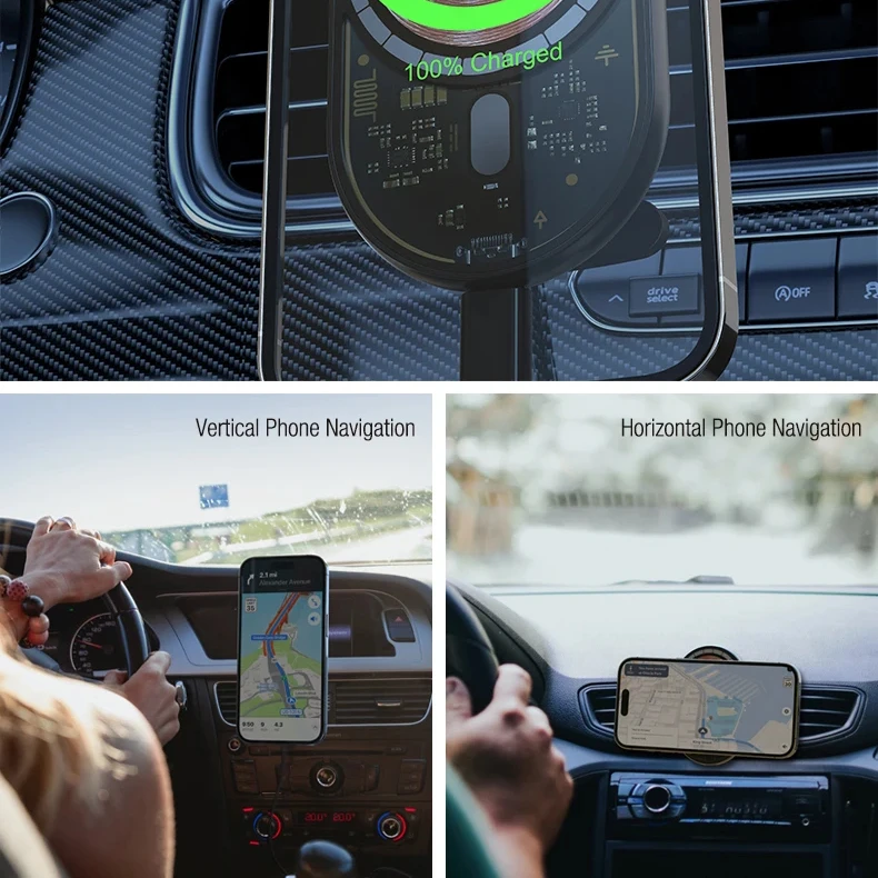 SIGOR 15W Transparent Wireless Car Charger Dashboard Mounting Type Magnet