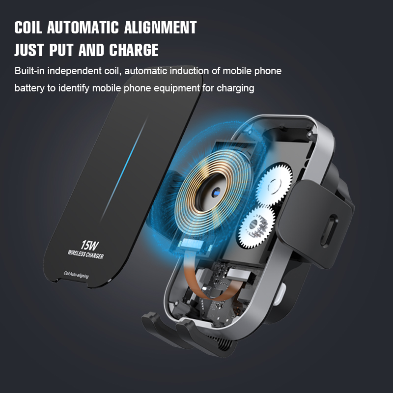 SIGOR Auto Aligning Wireless Charging Automatic Car Phone Mount for Samsung Huawei