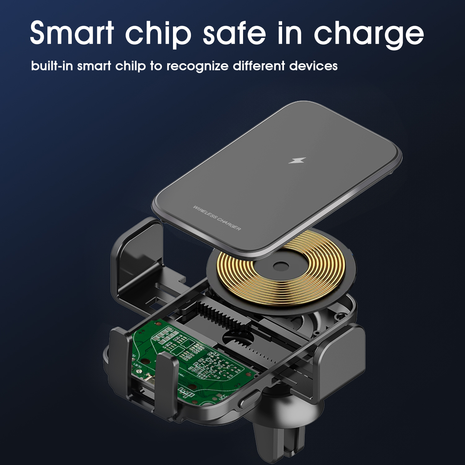 SIGOR Wireless Car Charger Mount Large Coil for efficient charging phone holder