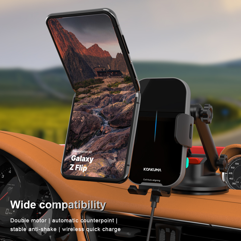SIGOR Auto Aligning Wireless Charging Automatic Car Phone Mount for Samsung Huawei
