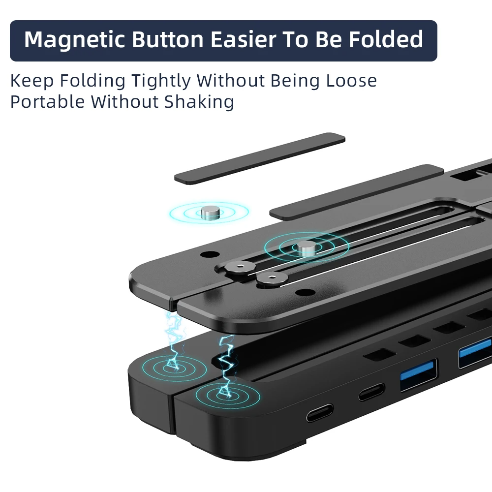 SIGOR 4 in 1 Adjust Height Metal Foldable RGB Light Laptop Stand With USB Hub