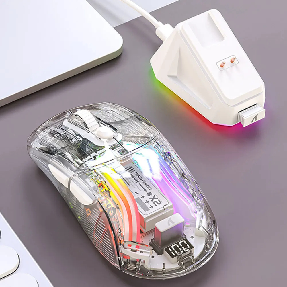 SIGOR Wireless Transparent Gaming Mouse Bluetooth-Compatible 3 Modes Mice