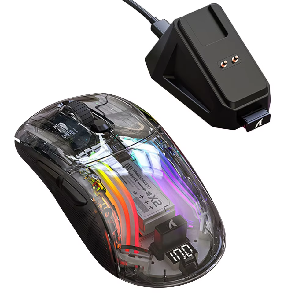 SIGOR Wireless Transparent Gaming Mouse Bluetooth-Compatible 3 Modes Mice