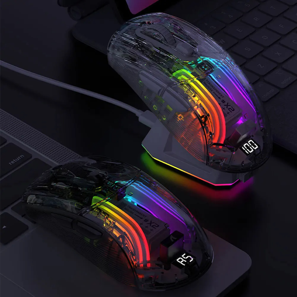 SIGOR Wireless Transparent Gaming Mouse Bluetooth-Compatible 3 Modes Mice