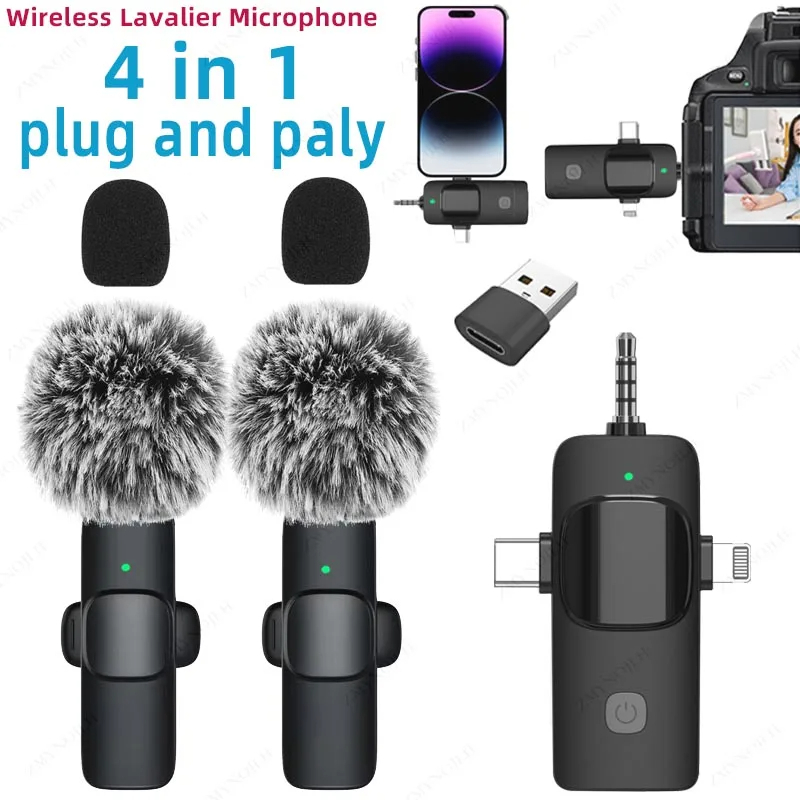 SIGOR 4-In-1 Wireless Lavalier Microphone Type C 3.5mm Noise-Reducing