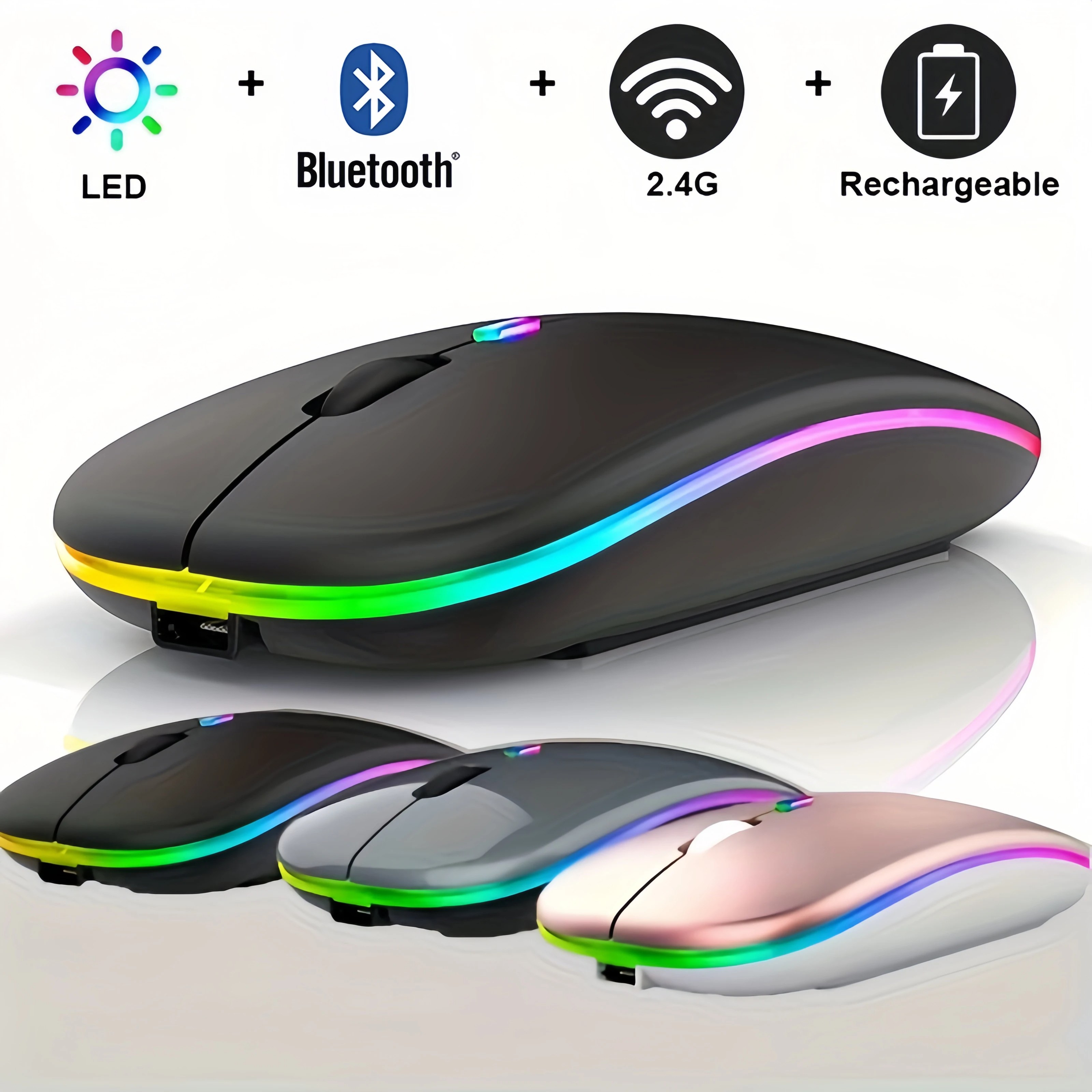 SIGOR Wireless Mouse Bluetooth and 2.4GHz Dual Modes Rechargeable