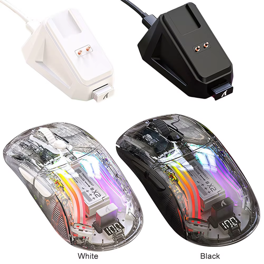 SIGOR Wireless Transparent Gaming Mouse Bluetooth-Compatible 3 Modes Mice