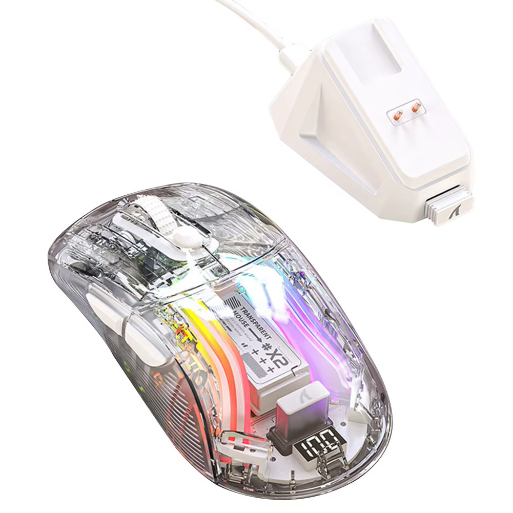 SIGOR Wireless Transparent Gaming Mouse Bluetooth-Compatible 3 Modes Mice