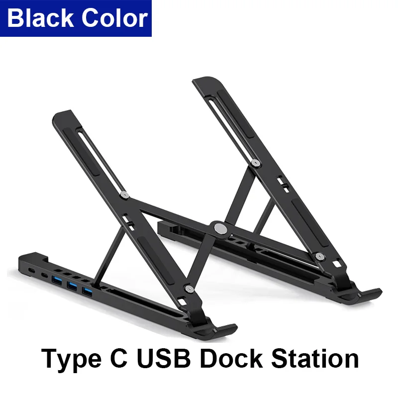 SIGOR 4 in 1 Adjust Height Metal Foldable RGB Light Laptop Stand With USB Hub