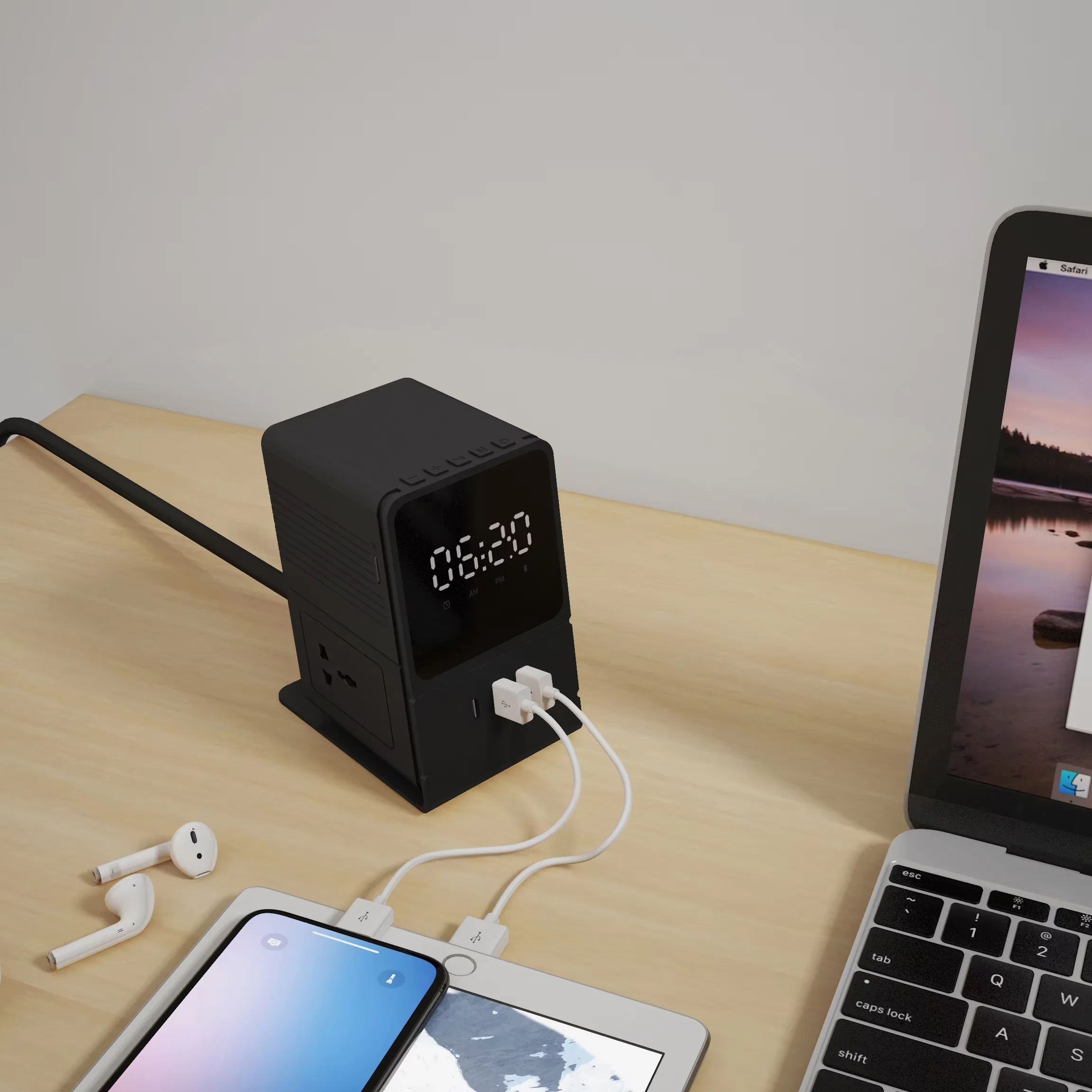 SIGOR Desk Digital Alarm Clock With Mini Cube Universal Extension Board