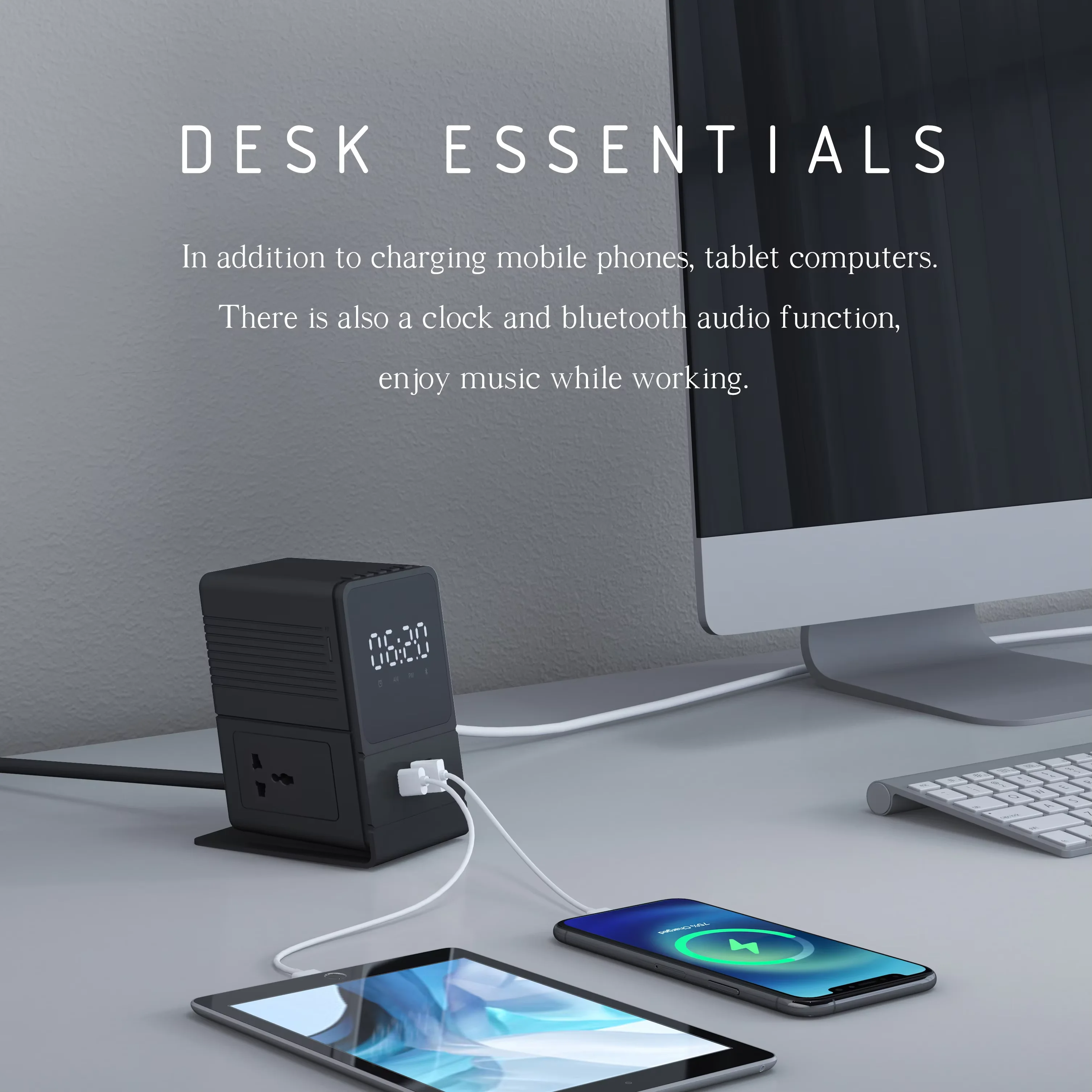 SIGOR Desk Digital Alarm Clock With Mini Cube Universal Extension Board