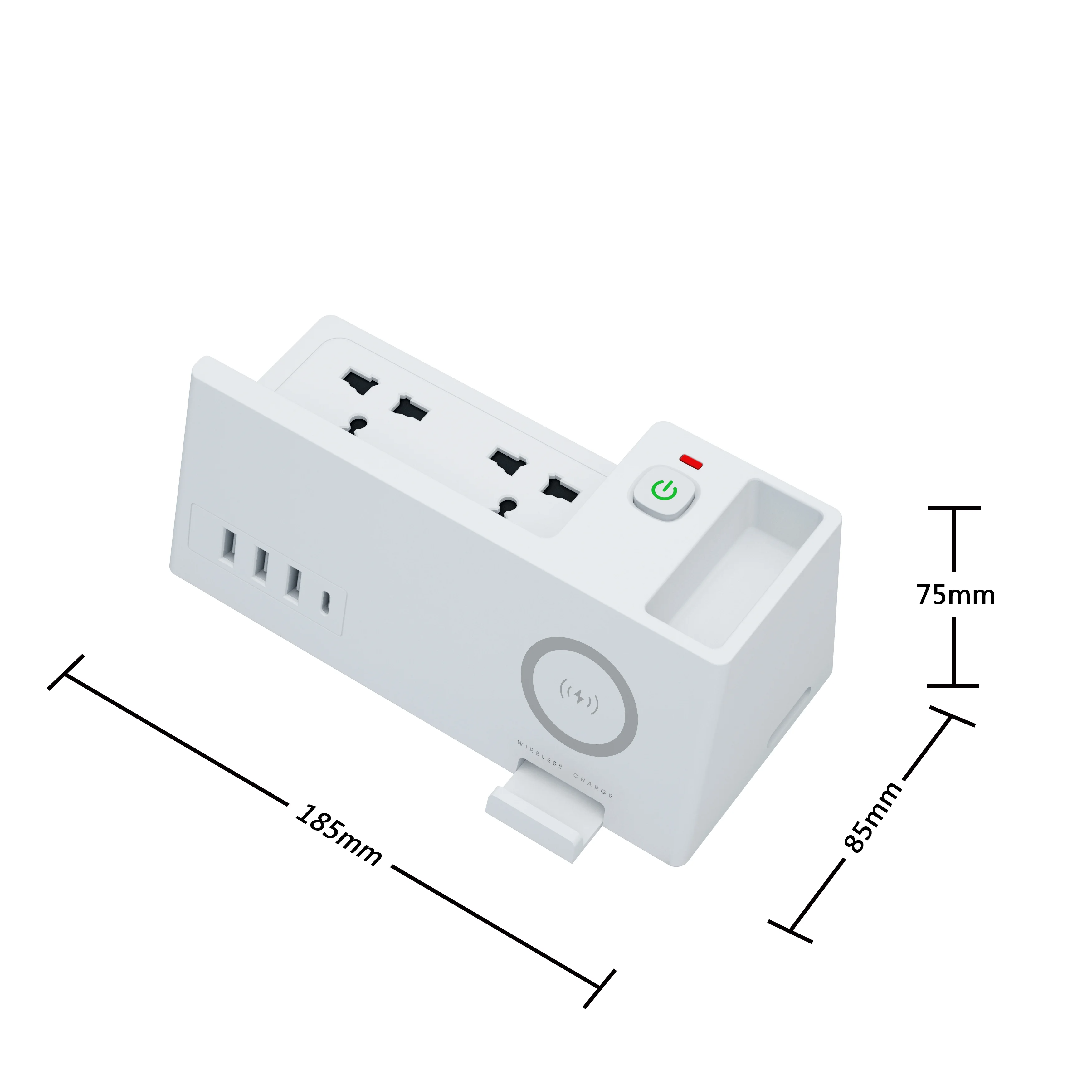 SIGOR Multi Widely Plug Outlet Surge Electrical Socket Board With 5W Wireless Charging