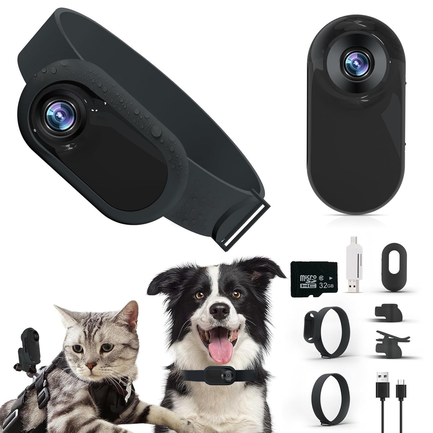 SIGOR Pet Collar Monitor HD 1080p Mini Sports Camera