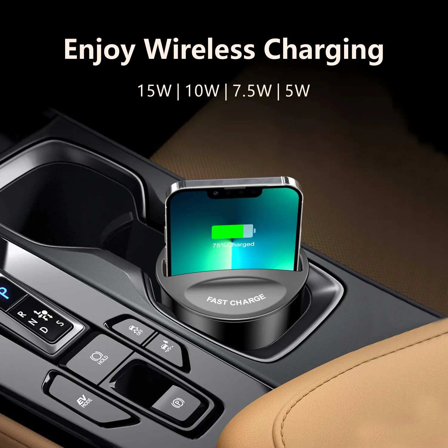 SIGOR 15W Car Wireless Charger Cup Holder with Two USB and Cooling Fan