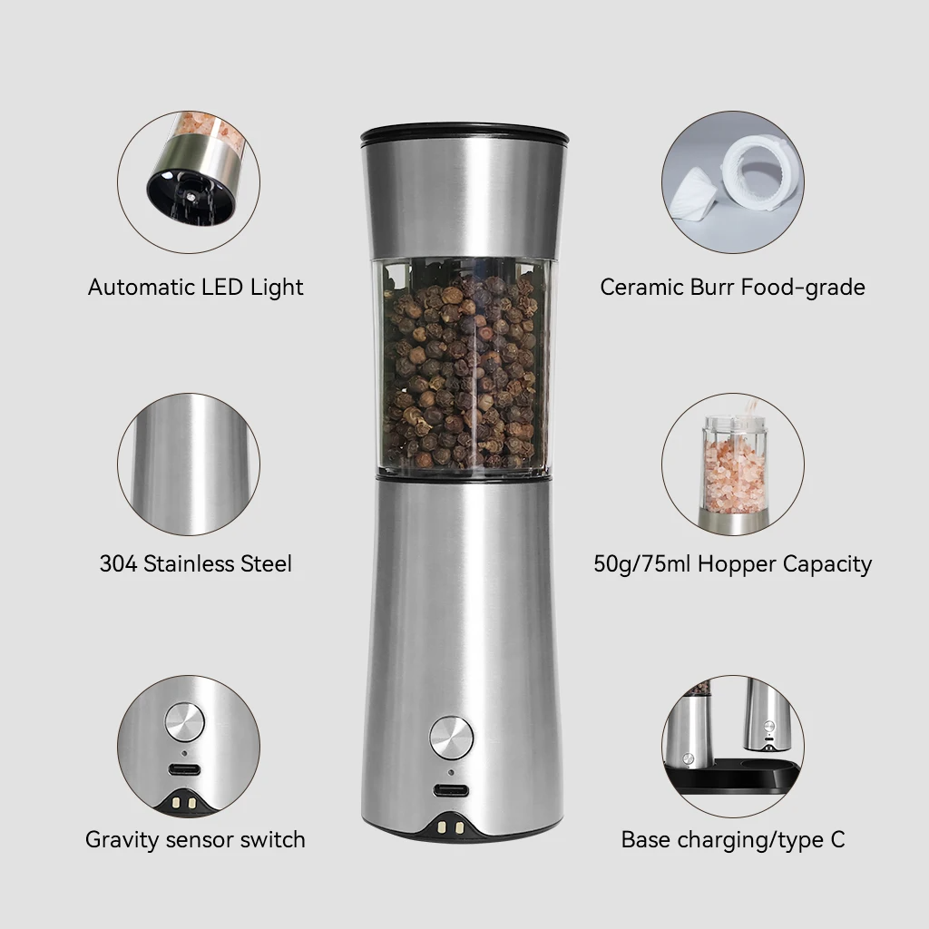 SIGOR Rechargeable Electric Salt Pepper Grinder Set