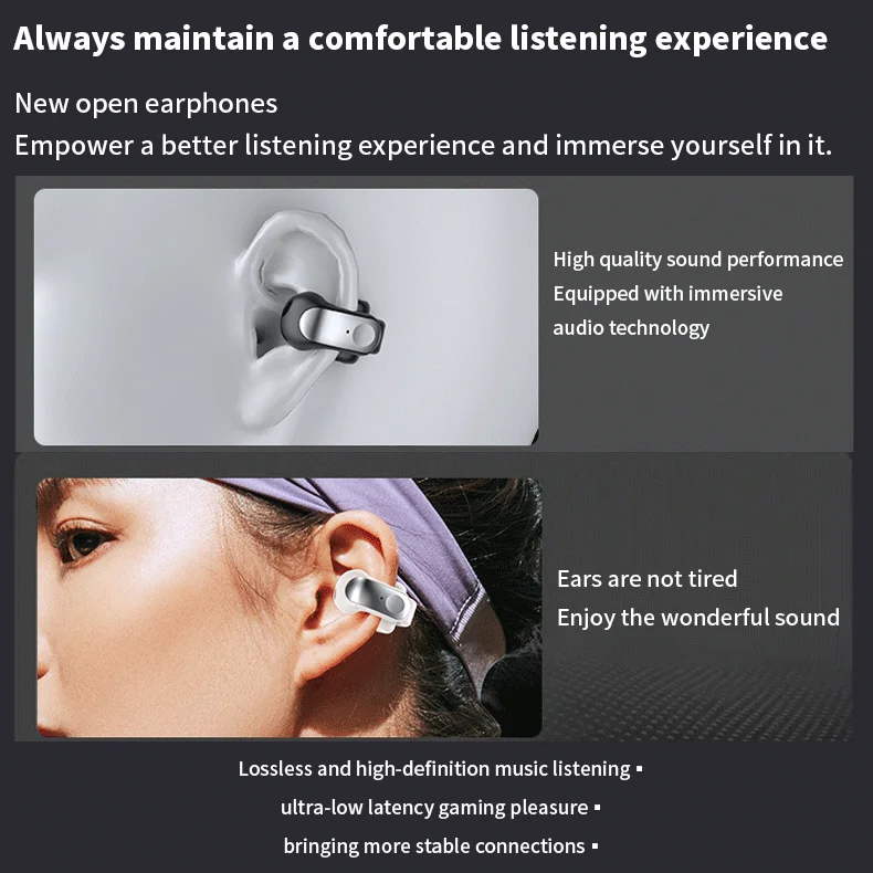 SIGOR Open-Ear OWS Wireless Earbuds LED Battery Sports Earphones