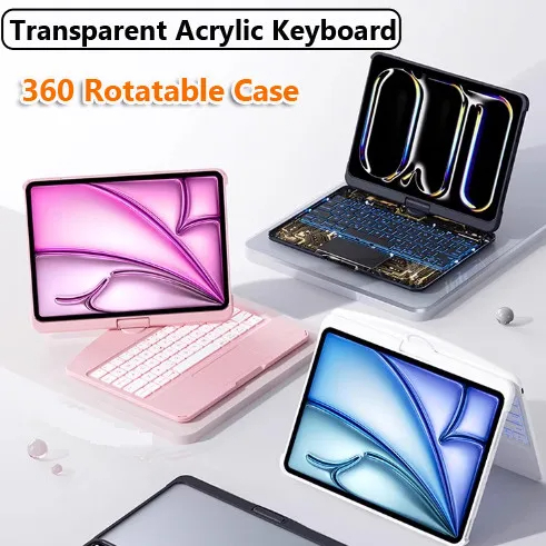 SIGOR 360° Rotating Wireless Bluetooth Multi-Touch IPAD Pro Mini Air Protective Case with Keyboard