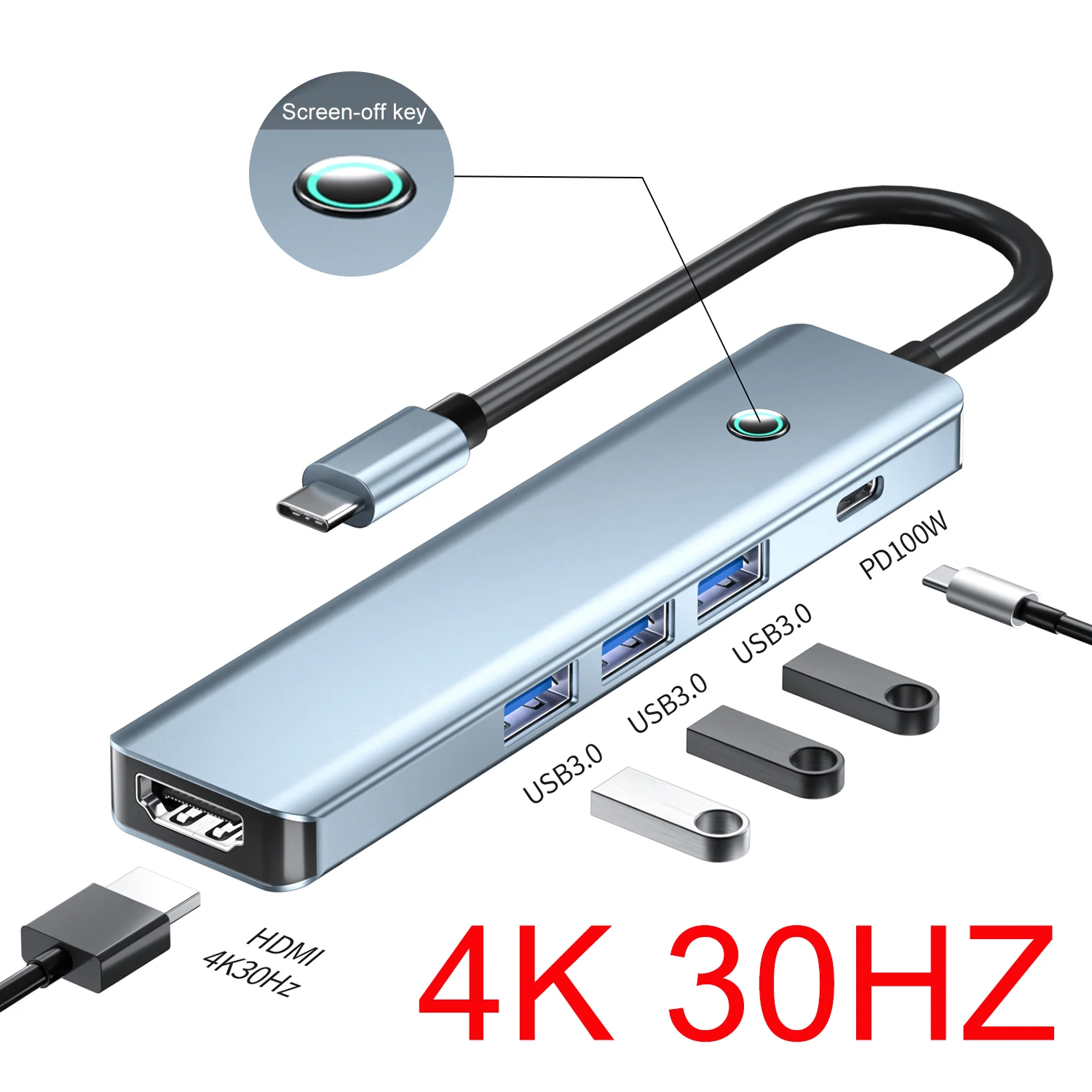 SIGOR  TYPE C HDMI 4K 30Hz 5Gbps 100W PD Fast Charging Docking Station USB C HUB