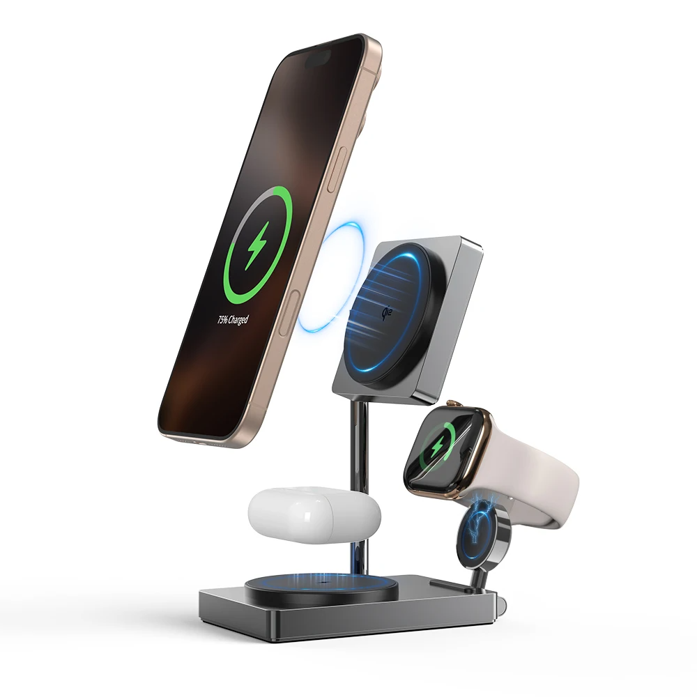 SIGOR Qi2 Wireless Charger 3 in 1 Aluminum Alloy Magnetic Foldable Wireless Charging Stand