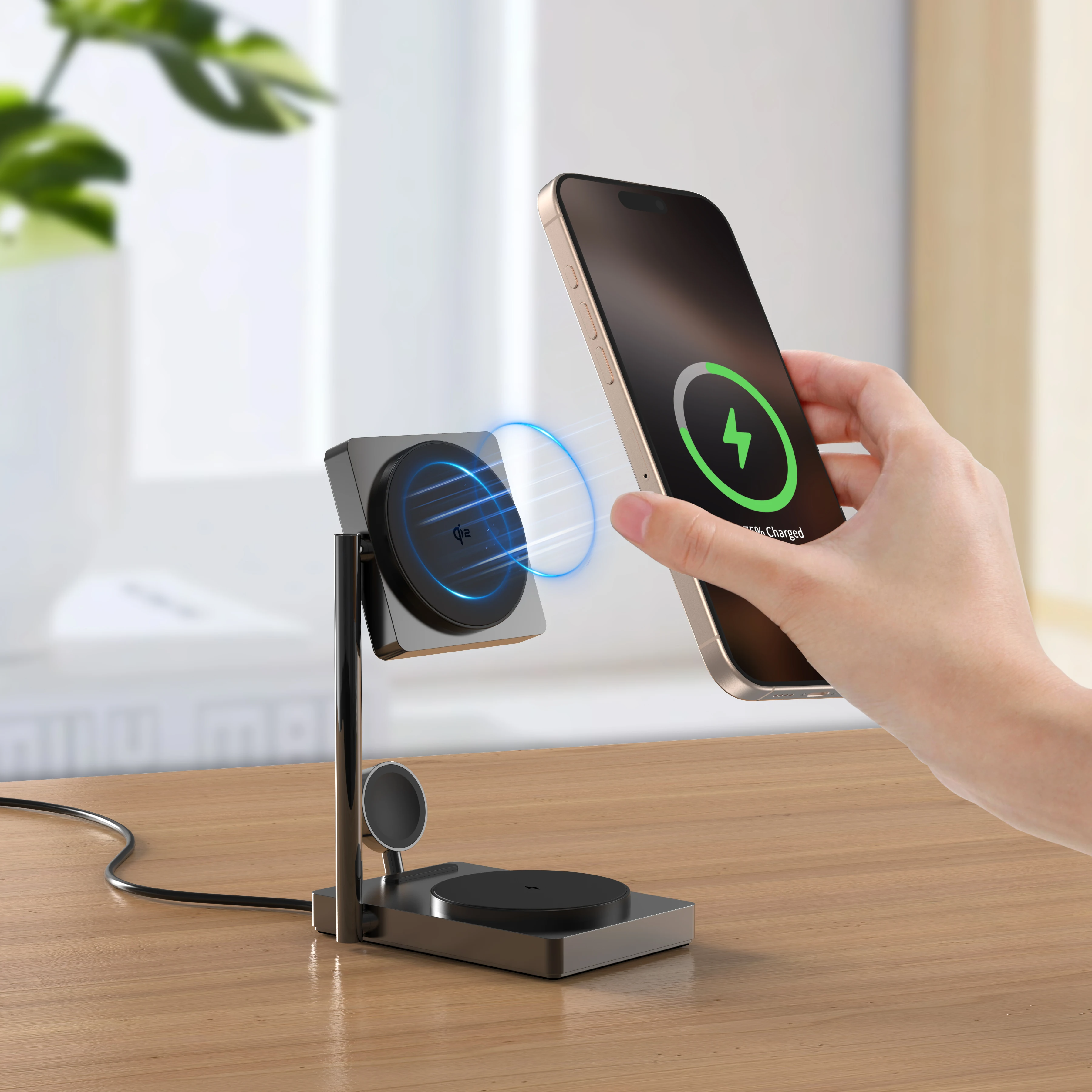 SIGOR Qi2 Wireless Charger 3 in 1 Aluminum Alloy Magnetic Foldable Wireless Charging Stand