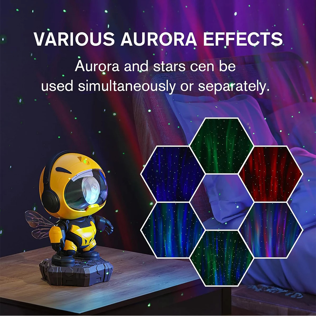 SIGOR Bee Astronaut Flowing Light Galaxy Projector Speaker