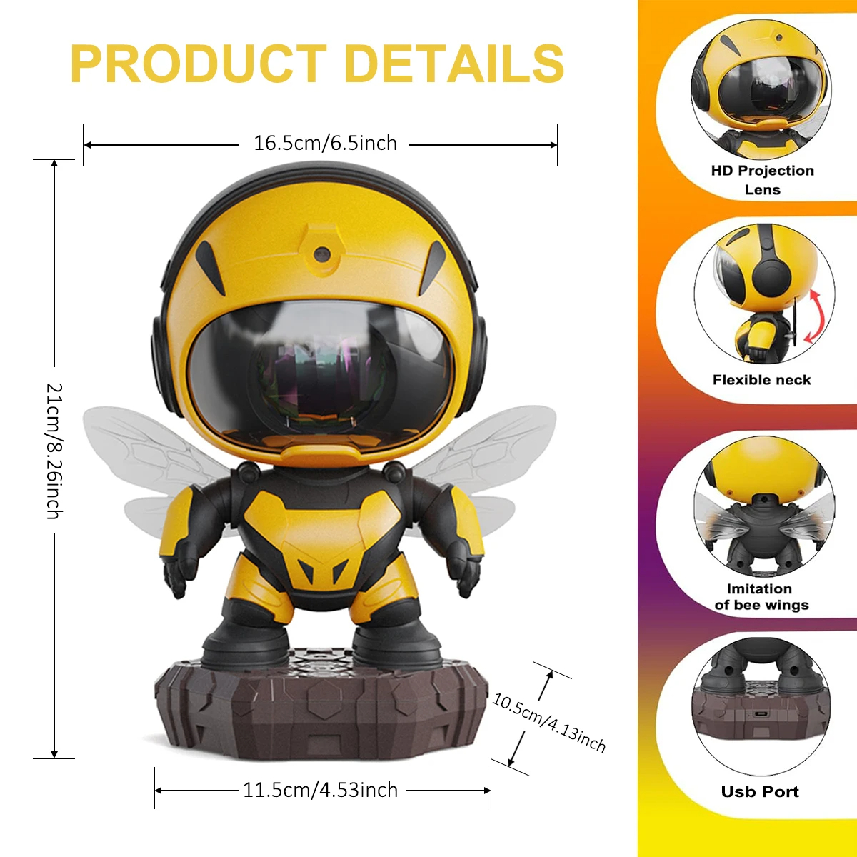 SIGOR Bee Astronaut Flowing Light Galaxy Projector Speaker