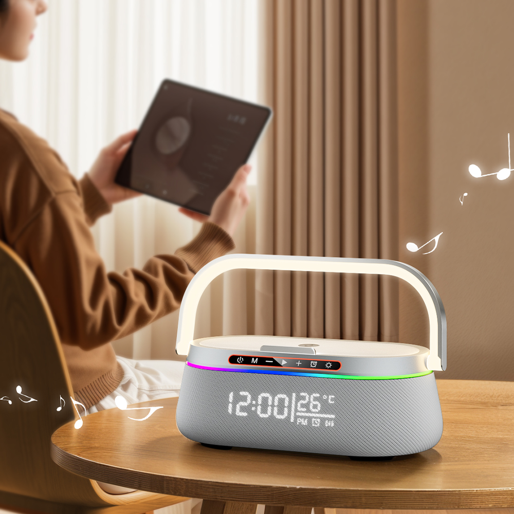 SIGOR Portable Bluetooth Speaker Wireless Charger, Smart Desktop Clock