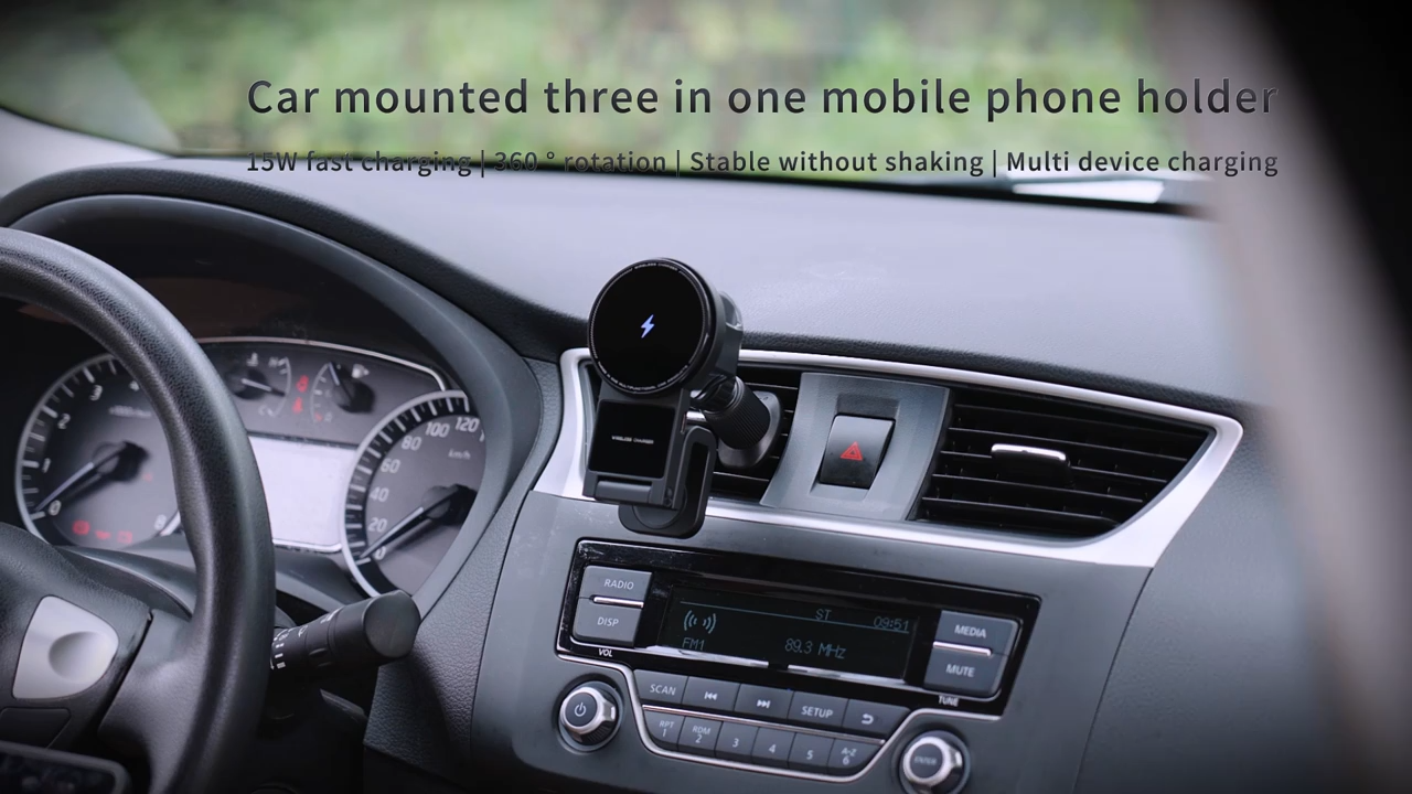 SIGOR mobile phone watch earphone 3-in-1 wireless charging car mobile phone holder