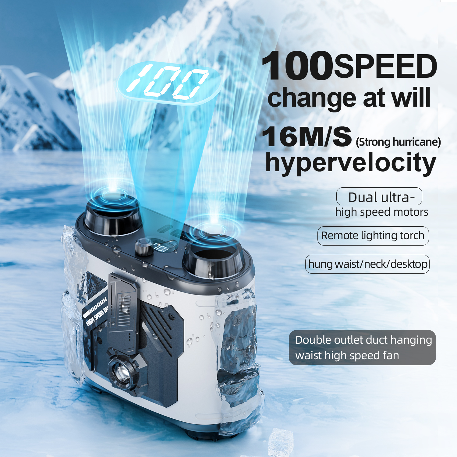 SIGOR portable dual-inlet waist-mounted high-speed fan, suitable for outdoor work