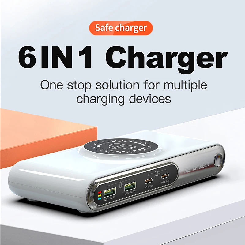 SIGOR 72W 6-in-1 Magnetic Wireless Fast USB Charging Station