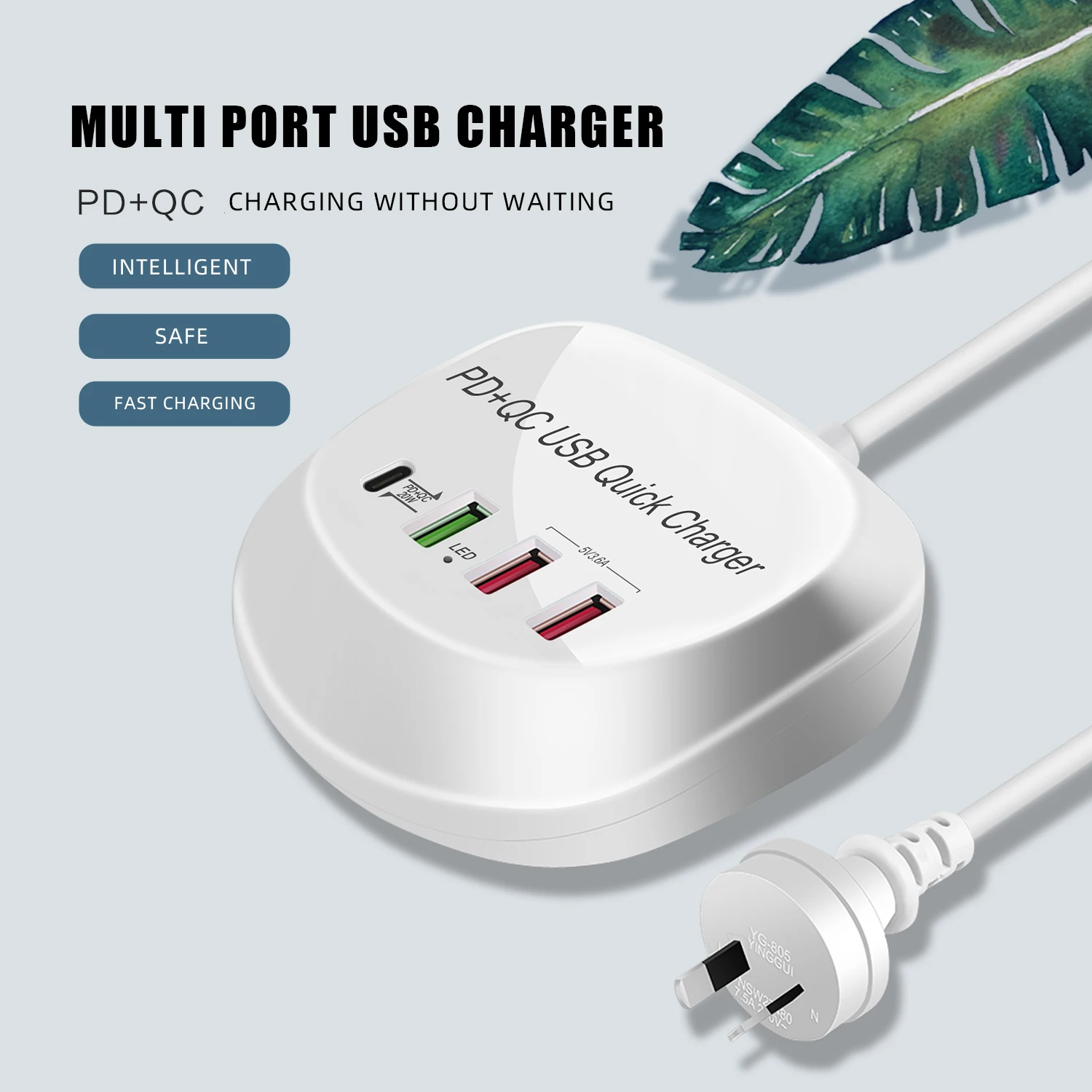 SIGOR Portable 40W USB C Charger 4 in 1 4 Ports Phone USB Charging Station Compatible with PD QC Ports