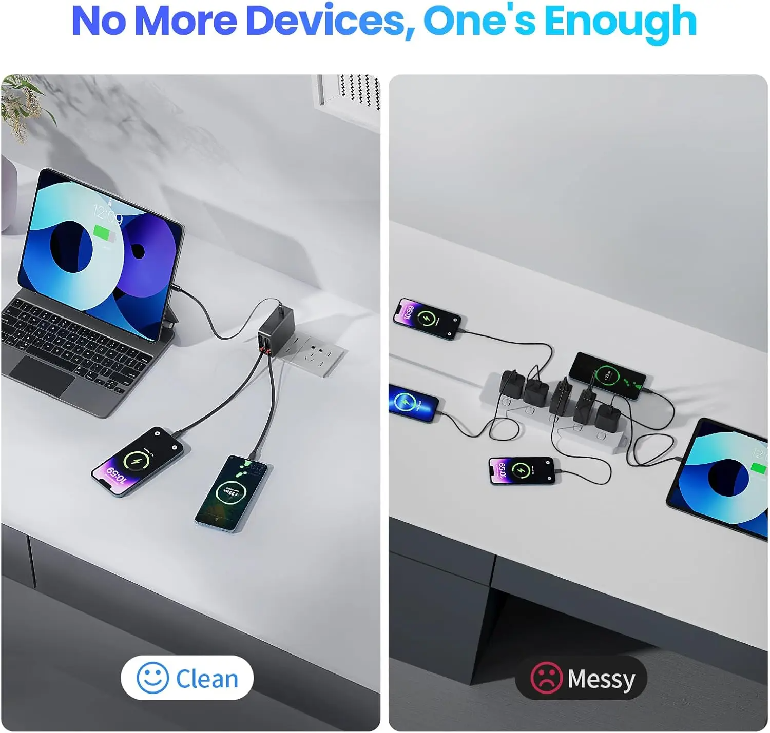 SIGOR 35W GaN Charger with Dual Retractable Flex Cable, PD 3.0 Fast USB Wall Charger