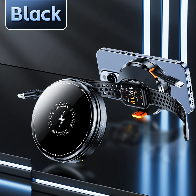 SIGOR 3 in 1 Desktop 15W Coil Wireless Fast Charger Portable Phone and Watch Wireless Charging