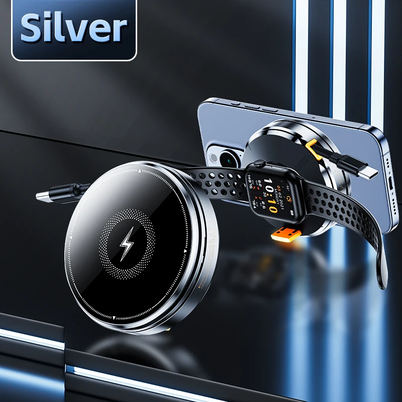 SIGOR 3 in 1 Desktop 15W Coil Wireless Fast Charger Portable Phone and Watch Wireless Charging