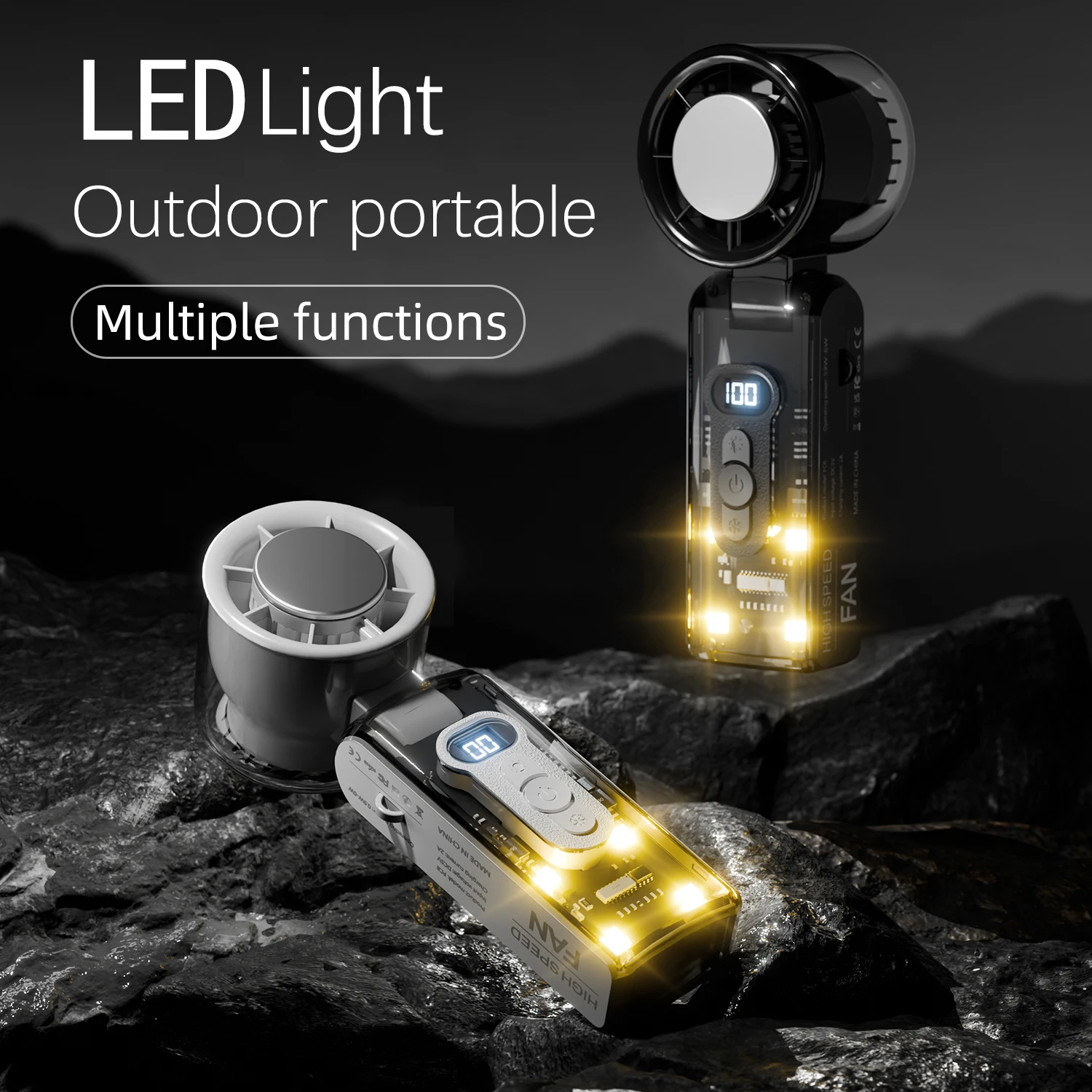 SIGOR Cyberpunk Transparent Fan – 100-Speed Mini USB Fan