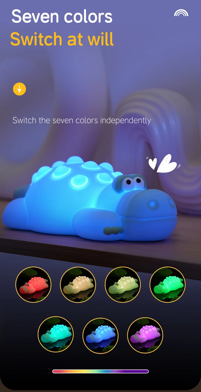 SIGOR Crocodile Night Light – Soft, Squeezable & Soothing