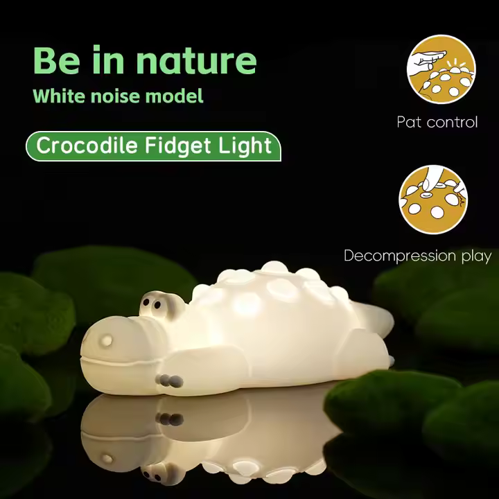 SIGOR Crocodile Night Light – Soft, Squeezable & Soothing