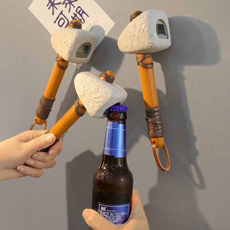 SIGOR Free Shipping Beer Bottle Opener Stone Age Hammer Shaped Fridge Magnet