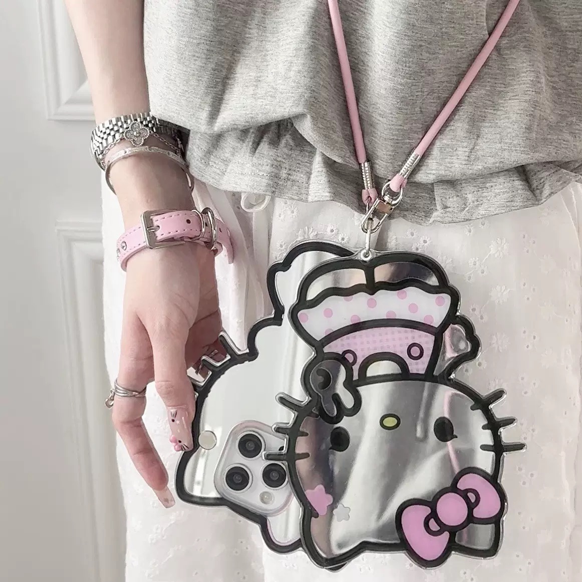 SIGOR FREE SHIPPING Hello Kitty 3D Sliding Mirror Phone Case