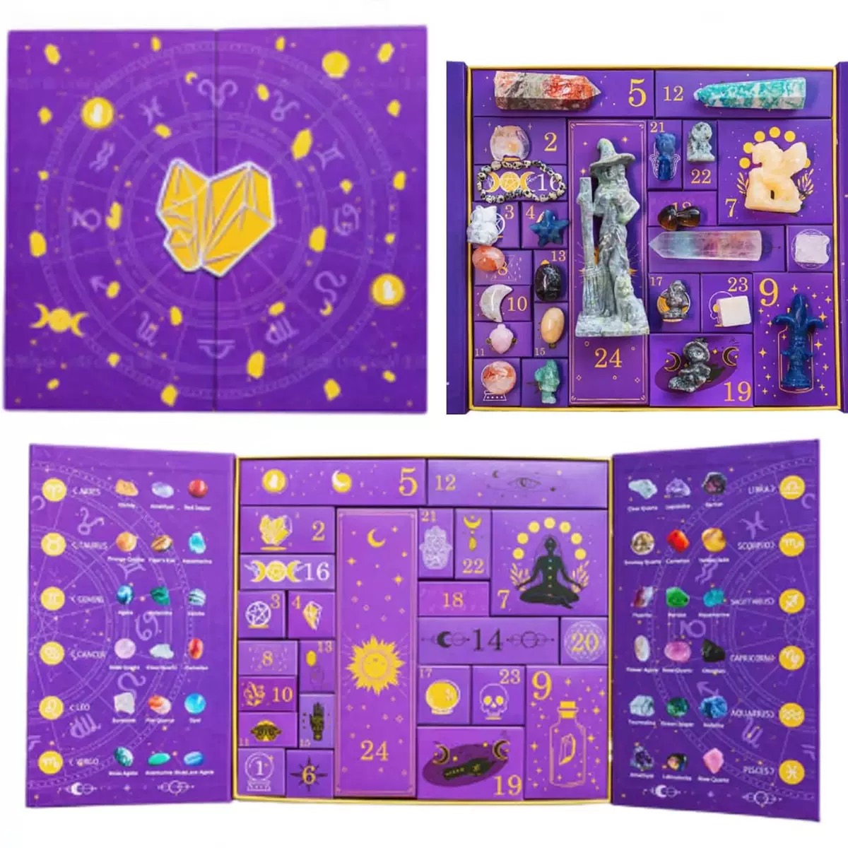 SIGOR FREE SHIPPING Crystal Gemstsone Christmas Countdown Calendar Gift Box